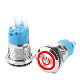 Кнопка антивандальна металева 16мм (червона) 24V без фіксації