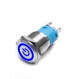 Кнопка антивандальна металева 12мм (Синій) 24v з фіксацією