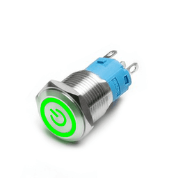 Кнопка антивандальна металева 12мм (Зелений) 24v з фіксацією