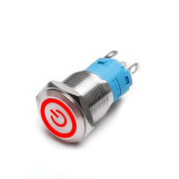 Кнопка антивандальна металева 12мм (червона) 24V без фіксації