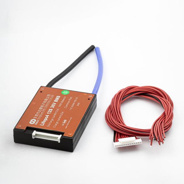 Плата BMS DaLy, LiFePo4, 36V, 12S, 50A, (симетрія, вологозахисна, з балансиром)