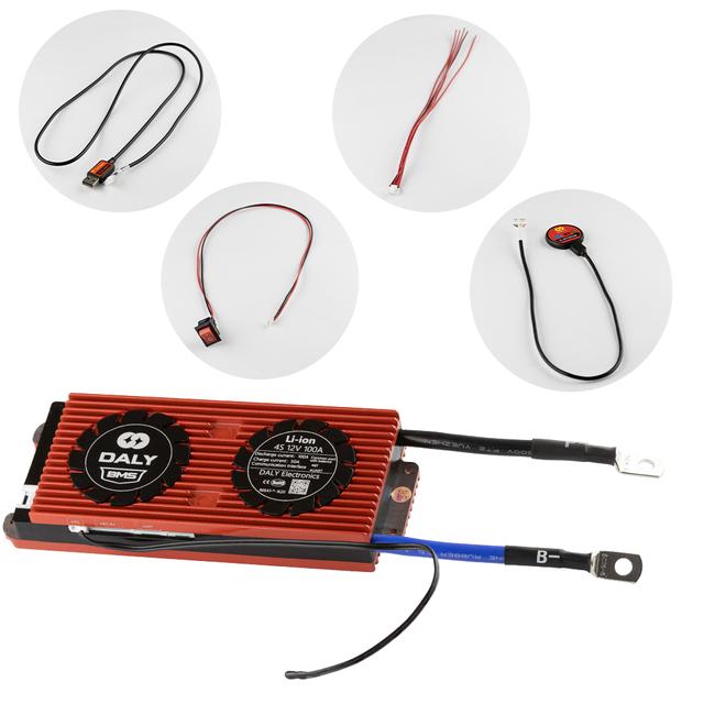 Плата BMS Smart (Bluetooth) DaLy, LiFePo4, 12V, 4S, 100A, (симетрія, вологозахисна, з балансиром), UART, Bluetooth, кнопка включення
