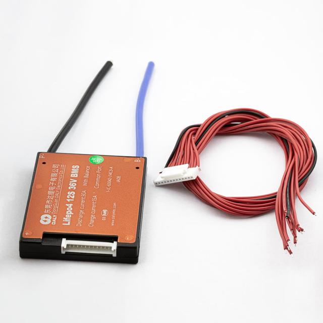 Плата BMS DaLy, LiFePo4, 36V, 12S, 30A, (симетрія, вологозахисна, з балансиром)